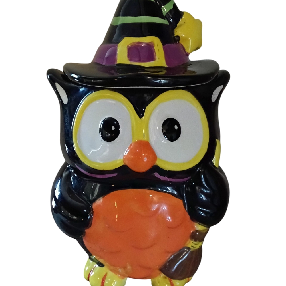 David's cookies rare halloween owl cookie jar and lid